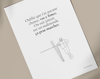 Affiche citation Les Bronzés font du ski  | Poster déco minimaliste - Réplique, cinéma français, film, drôle - idée cadeau French Pair