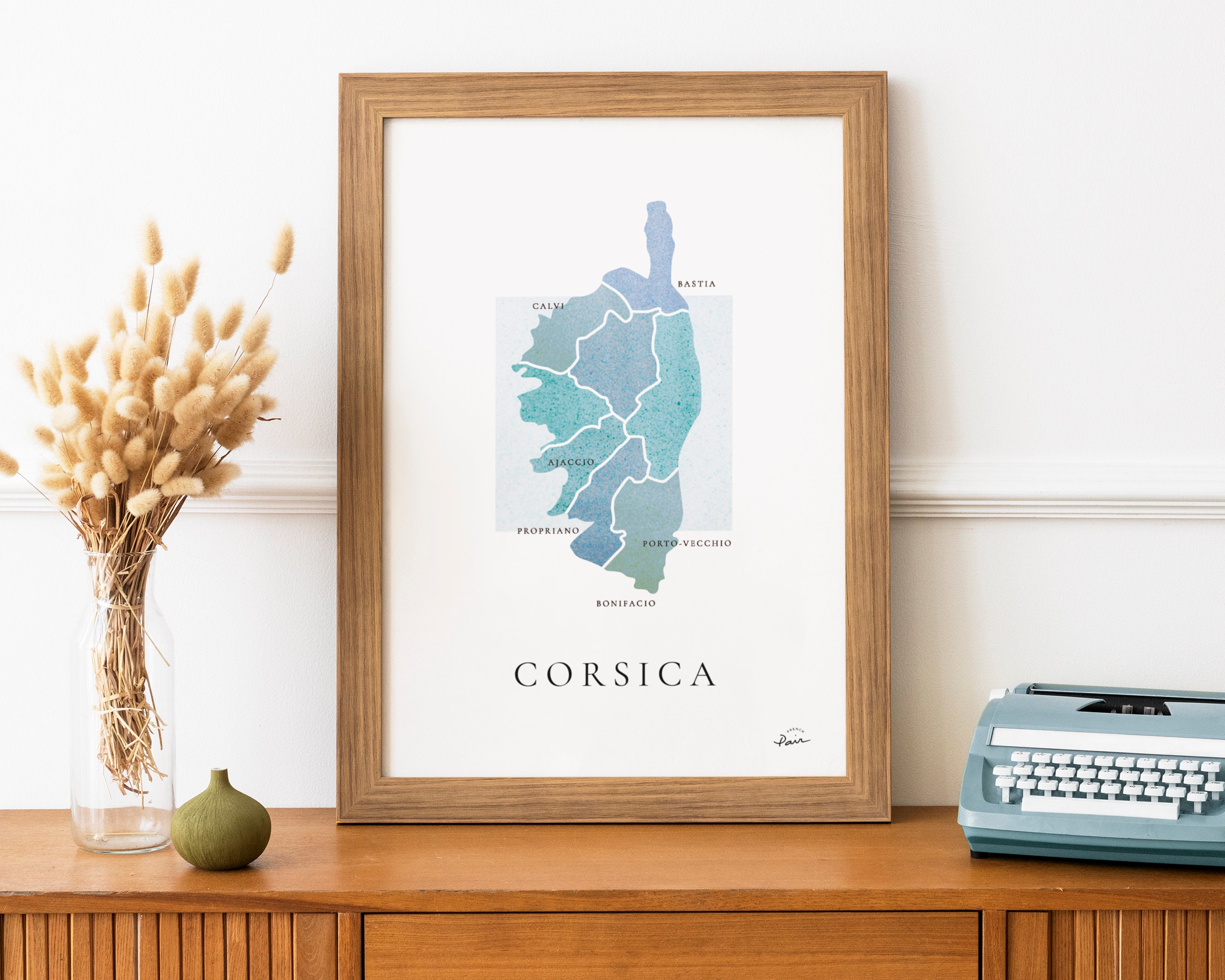 Affiche Corsica | Poster Signé - Carte Corse Affiche French Pair