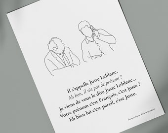 Affiche citation Le Diner de Cons "Juste Leblanc"  | Impression Poster minimaliste - Fond blanc - Film, cinéma, drole, cadeau - French Pair