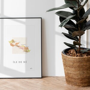 Affiche Île de Ré | Poster signé - Carte Ile de Ré - Affiche French ...