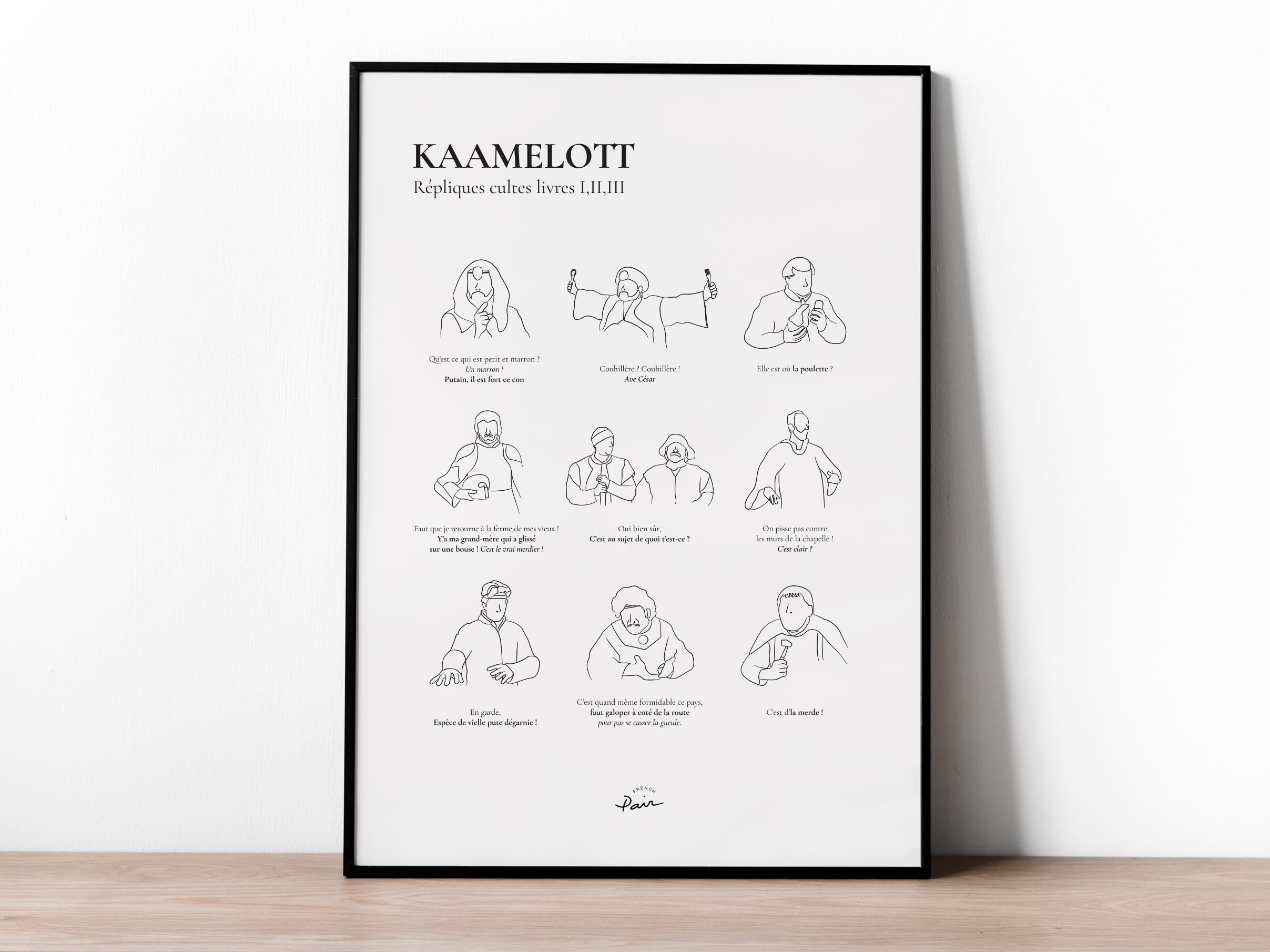 Affiche Kaamelott | Poster Minimaliste Signé - Fond Blanc ou Beige Série, Cinéma, Drole, Comédie Aff