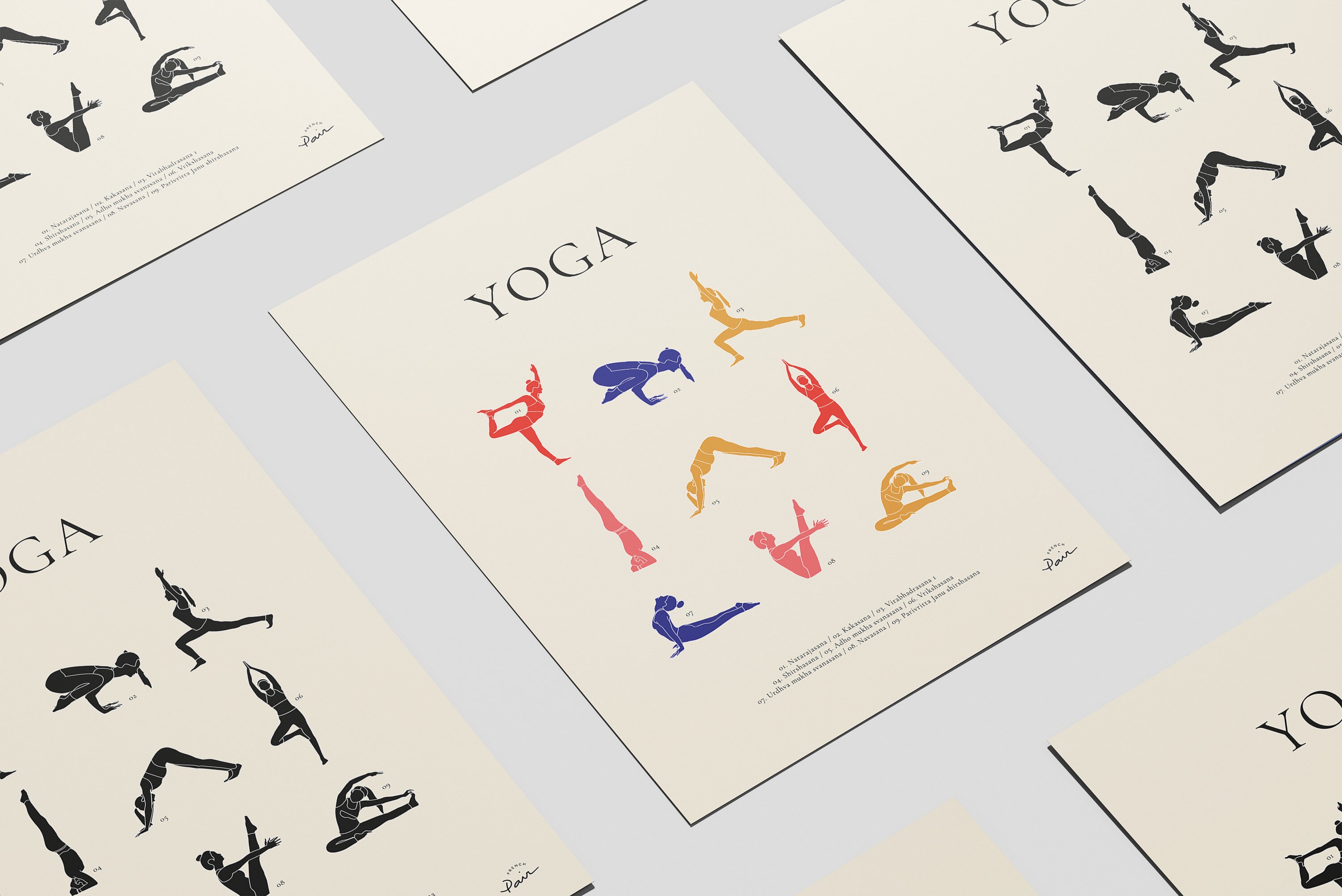 Affiche Yoga | Poster Minimaliste Signé - Affiche Sport, Yoga French Pair
