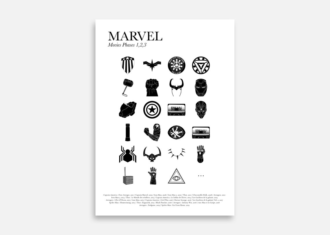 MARVEL Poster Minimalist poster White and beige background Etsy