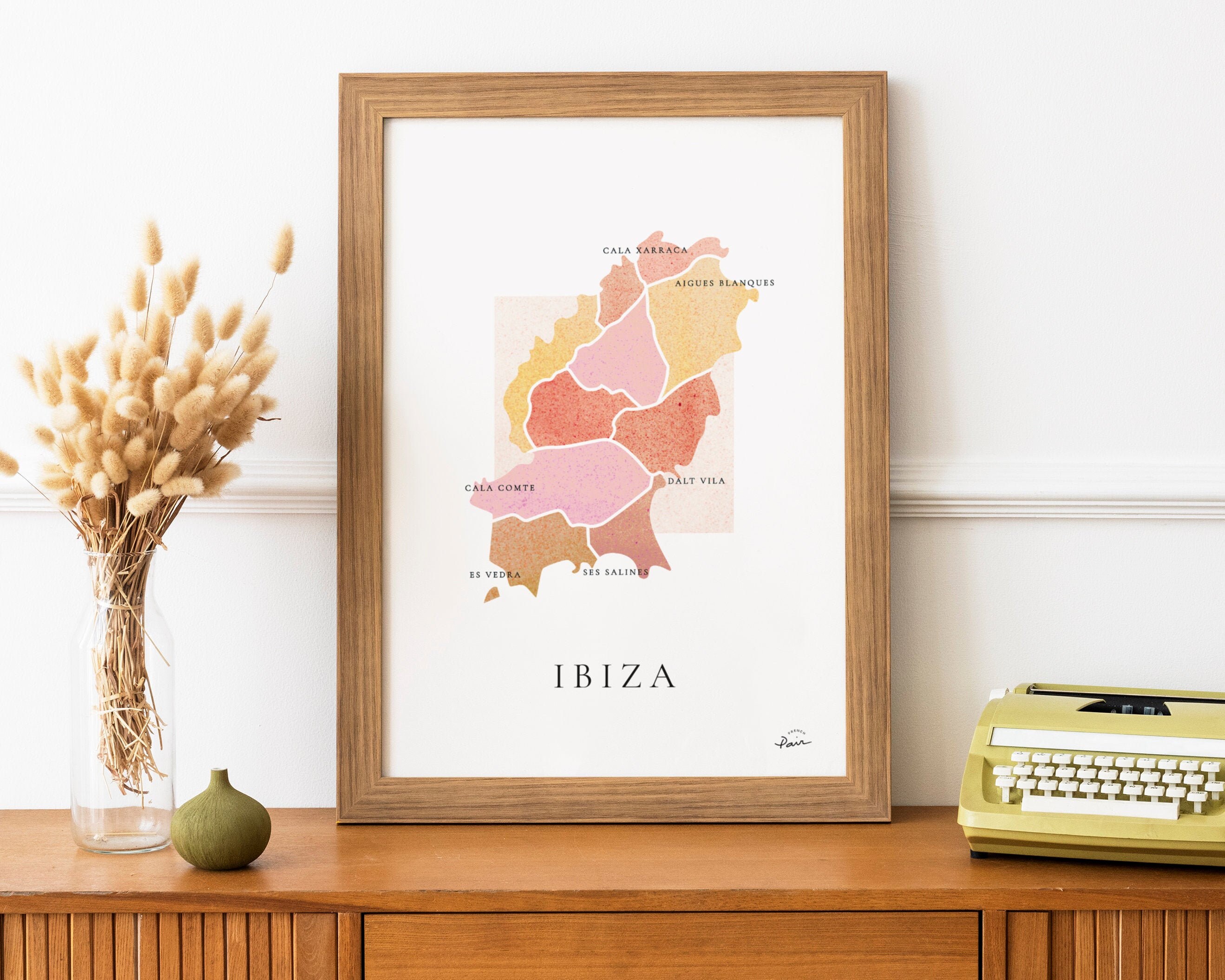 Affiche Ibiza | Poster Signé - Carte Ibiza Affiche French Pair