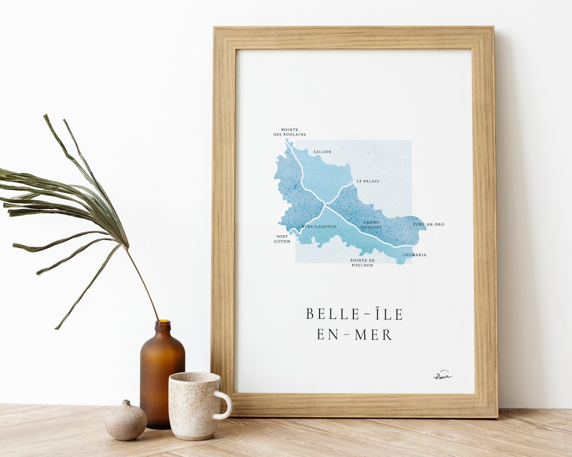 Affiche Belle-Île-En-Mer | Poster Signé - Carte Belle Ile Affiche French Pair