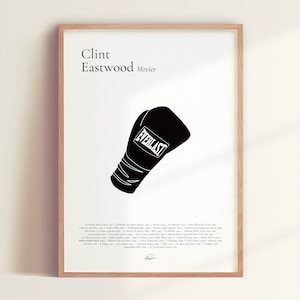 Million Dollar Baby Poster - Clint Eastwood movies | Minimalist poster signed - Film, cinema - White background - French poster Pair