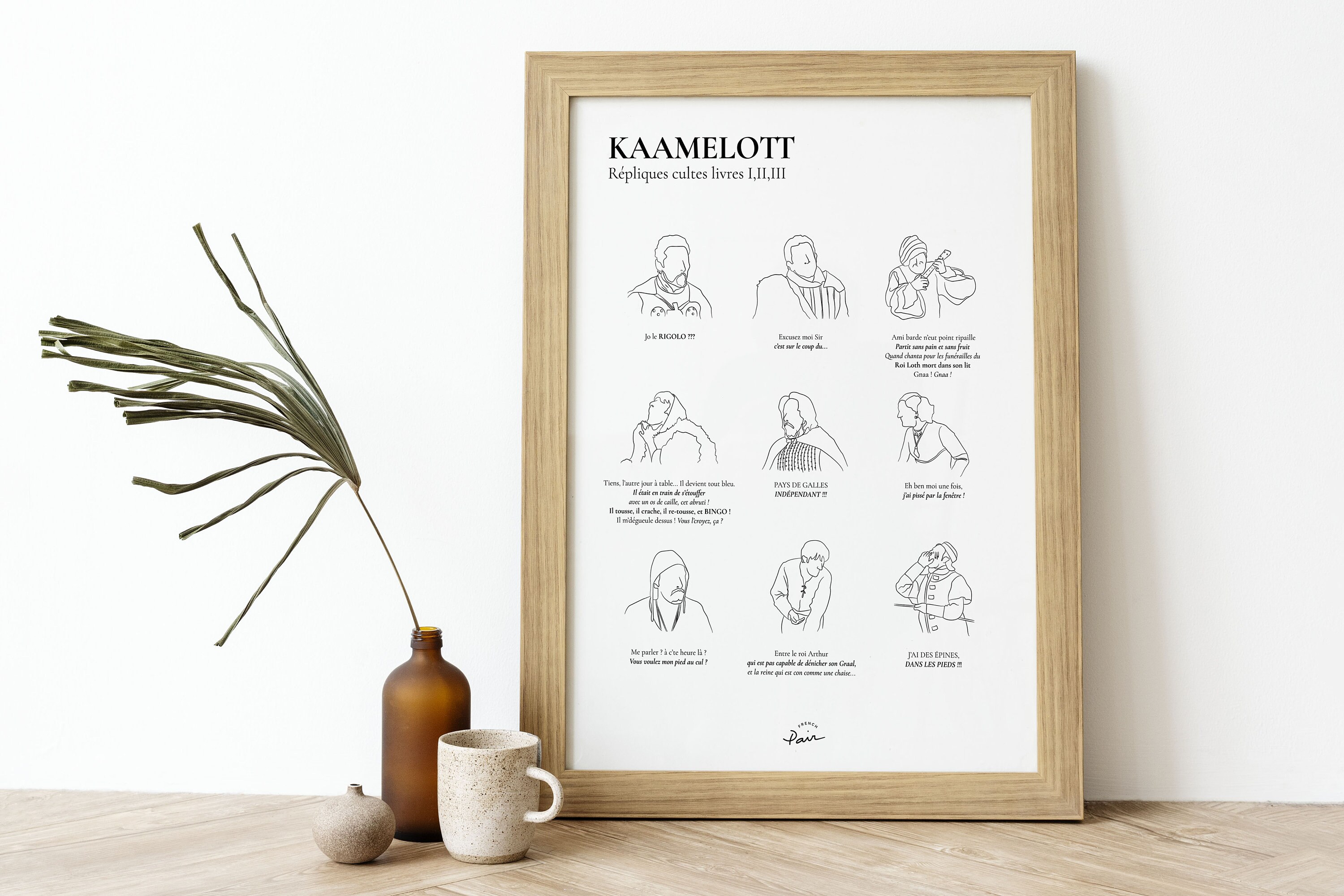 Affiche Kaamelott Ll | Poster Minimaliste Signé - Fond Beige, Blanc ou Noir Série, Cinéma, Drole, Co