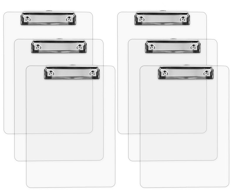 Clear Plastic Clipboards Set of 6 Sturdy Transparent Acrylic Etsy