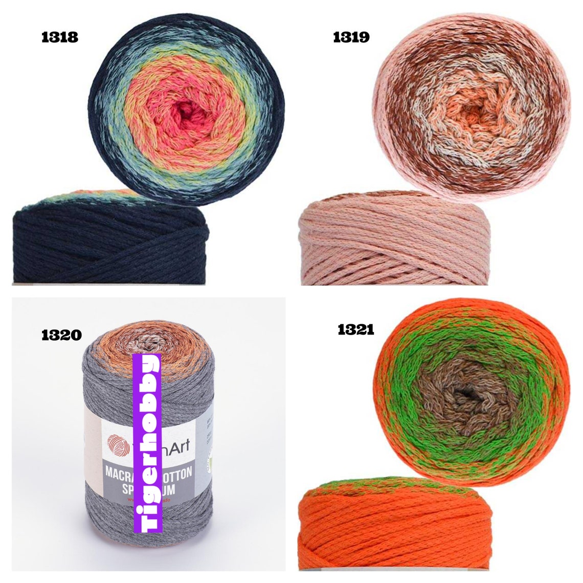 2 mm Cotton Macrame yarn multicolor macrame 225 meters 250 | Etsy
