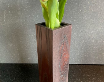 Wooden vases with Lichtenberg figures Ash Thermowood Stone Gray