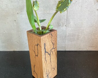 Wooden vases with Lichtenberg figures Oak Stone Gray
