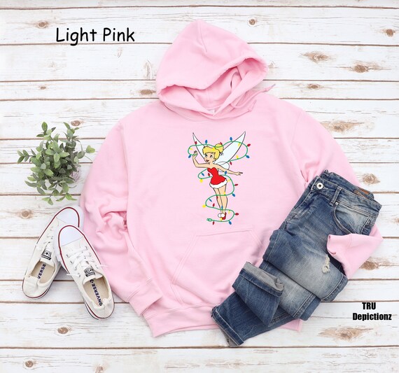 Tinker Bell Holding Christmas Light Hooded Sweatshirttinker Bell Christmas Hoodedunisex Hooded Sweatshirt Etsy