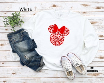 Heart Shaped Minnie Mouse Sweatshirt||Minnie Mouse Shirt||Disney Valentine Gift Sweatshirt||Unisex Sweatshirt
