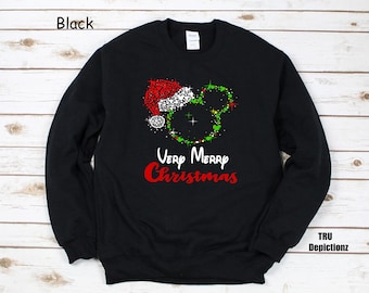 Very Merry Christmas Mickey Mouse Santa Christmas Hat Sweatshirt||Mickey Mouse Disney Christmas Sweatshirt||Unisex Sweatshirt