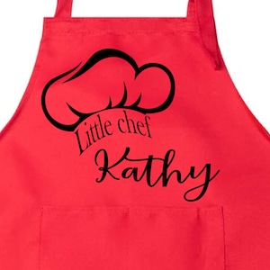Personalized kids apron, Custom Boy kids apron ,Custom  text aprons with chef hat