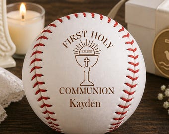 First Holy Communion Gift for Boy, Personalized Baseball, Custom Religious Keepsake, Catholic Gift Idea