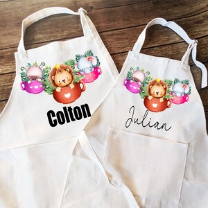 Personalized Kids Linen Apron with Pocket: Children&#39;s Baking Gift
