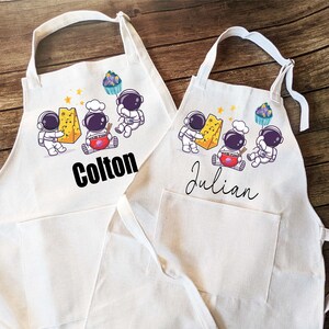Personalized Kids Apron: Astronaut Baking Apron with Pocket