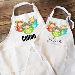 Personalized Kids Linen Apron with Pocket: Baking Gift