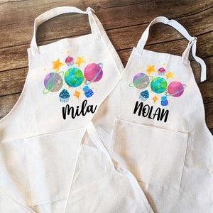 Personalized Galaxy Kids Apron with Pocket: Baking Gift