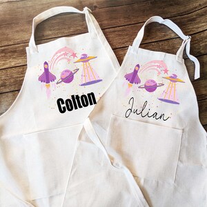 Personalized Galaxy Kids Apron with Pocket: Children&#39;s Baking Gift