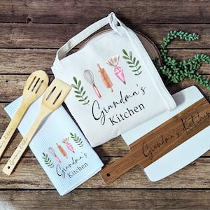 Personalized Grandma Kitchen Gift Set: Apron, Cutting Board & More