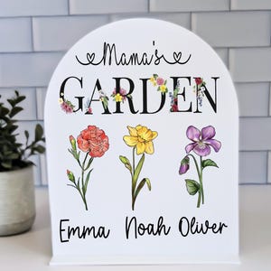 Mothers day Keepsake Mama gift Grandma&#39;s Garden birth month flower with kids name from grandkid Custom Mom gift for birthday from kids Gigi
