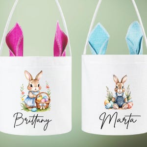 Personalized Bunny Easter Bag: Vintage Style Treat Bag with Name