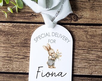 Personalized Easter Basket Tag: Acrylic Bunny Name Tag