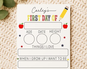 Personalized First Day of School Sign: Reusable Photo Prop