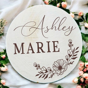 Engraved Baby Name Sign: Personalized Wooden Nursery Decor