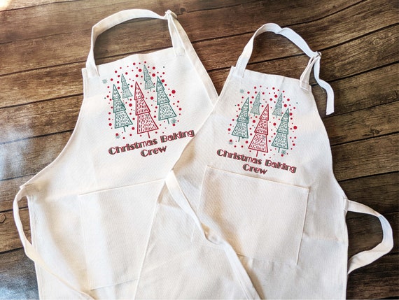 Christmas Baking Crew Apron: Matching Family Aprons, Personalized Kids Apron