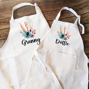 Personalized kitchen aprons Adult and kids| Mommy daughter matching baking apron | Custom baking Cooking apron with pockets adjustable Strap