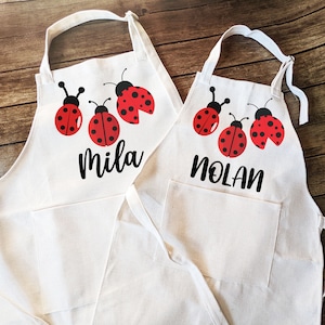 Personalized Ladybug Kids Apron with Pocket: Baking Gift