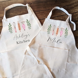 Personalized aprons Adult and kids Mommy daughter matching baking apron Mom Son Matching aprons Family matching apron Cooking Apron image 1