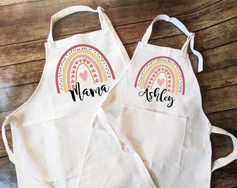Personalized Rainbow Kids Apron: Baking Apron for toddler Women kitchen Gift