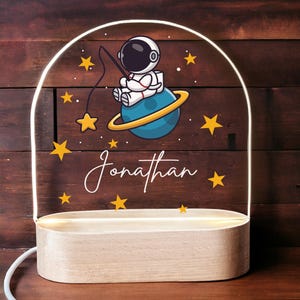 Personalized Astronaut Nursery Light: Custom Name Space Decor