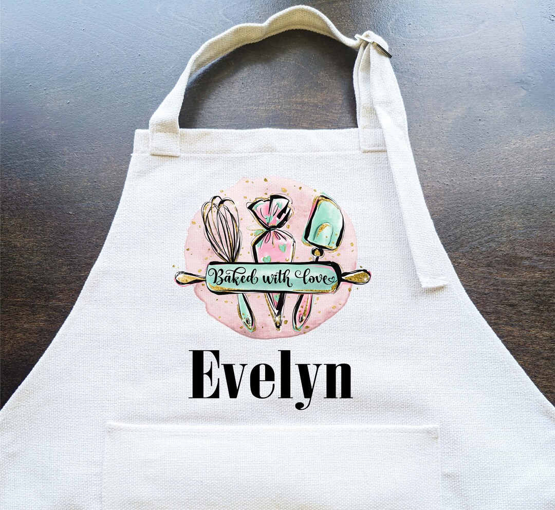 Personalized Kids Baking Apron Custom Kids Name Apron With Etsy