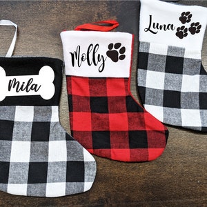 Personalized dog Christmas Stockings with paw/bone |  Dog Christmas stockings | Cat stockings |  Custom pet Mini small Holiday stockings