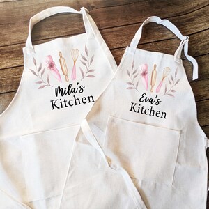 Personalized kitchen aprons Adult and kids| Mommy daughter matching baking apron | Custom baking Cooking apron with pockets adjustable Strap