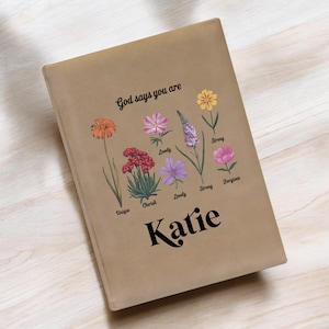 Personalized Christian Journal | God Says You Are Floral Notebook | Custom Name Faith Gift | Prayer Journal for Women & Girls