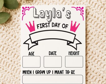 Personalized First Day of School Sign: Reusable Photo Prop