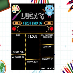 Personalized First Day of School Chalkboard Sign: Reusable Custom Name Sign
