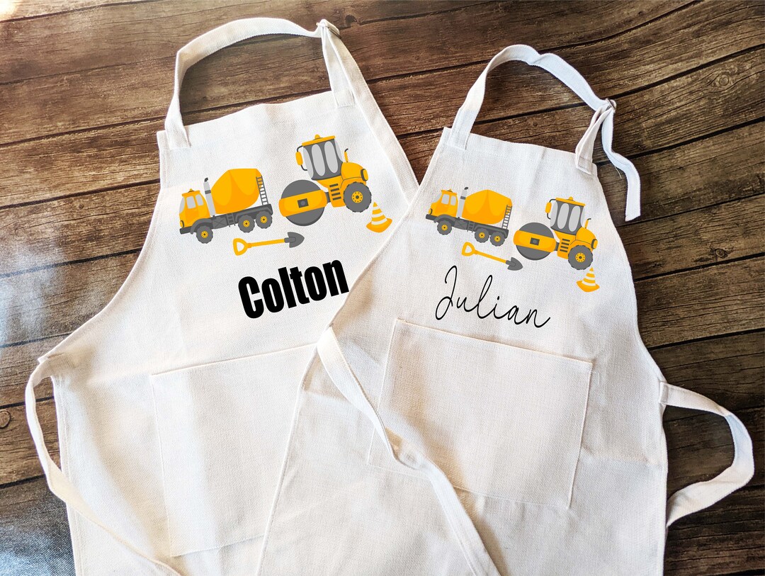 Personalized Kids Apron With Pocket and Adjustable Strap Custom Truck ...