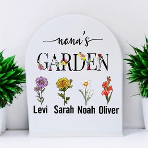 Birth flower mothers day gift Keepsake Mama gift Grandma&#39;s Garden with kids name from grandkid Custom Mom gift for birthday from kids Gigi
