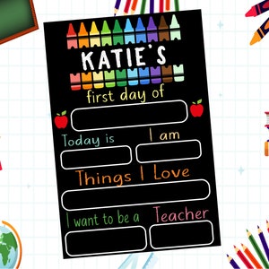 Personalized First Day of School Chalkboard Sign: Reusable Custom Keepsake