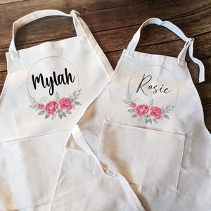 Personalized  Floral aprons Adult and kids | Mommy daughter matching baking apron | Mom Son Matching apron  | Family matching cooking apron