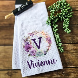 Monogram kitchen dish towel Personalized Dish Towel Tea Towel  Customized name Kitchen decor Towels Bridal shower gift Kitchen gift for her