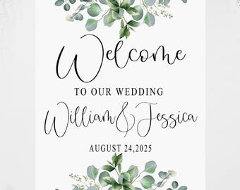 Personalized Wedding Welcome Sign: Acrylic Arch with Wildflower Design