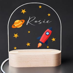 Personalized Space Theme LED Nursery Light: Custom Name Decor